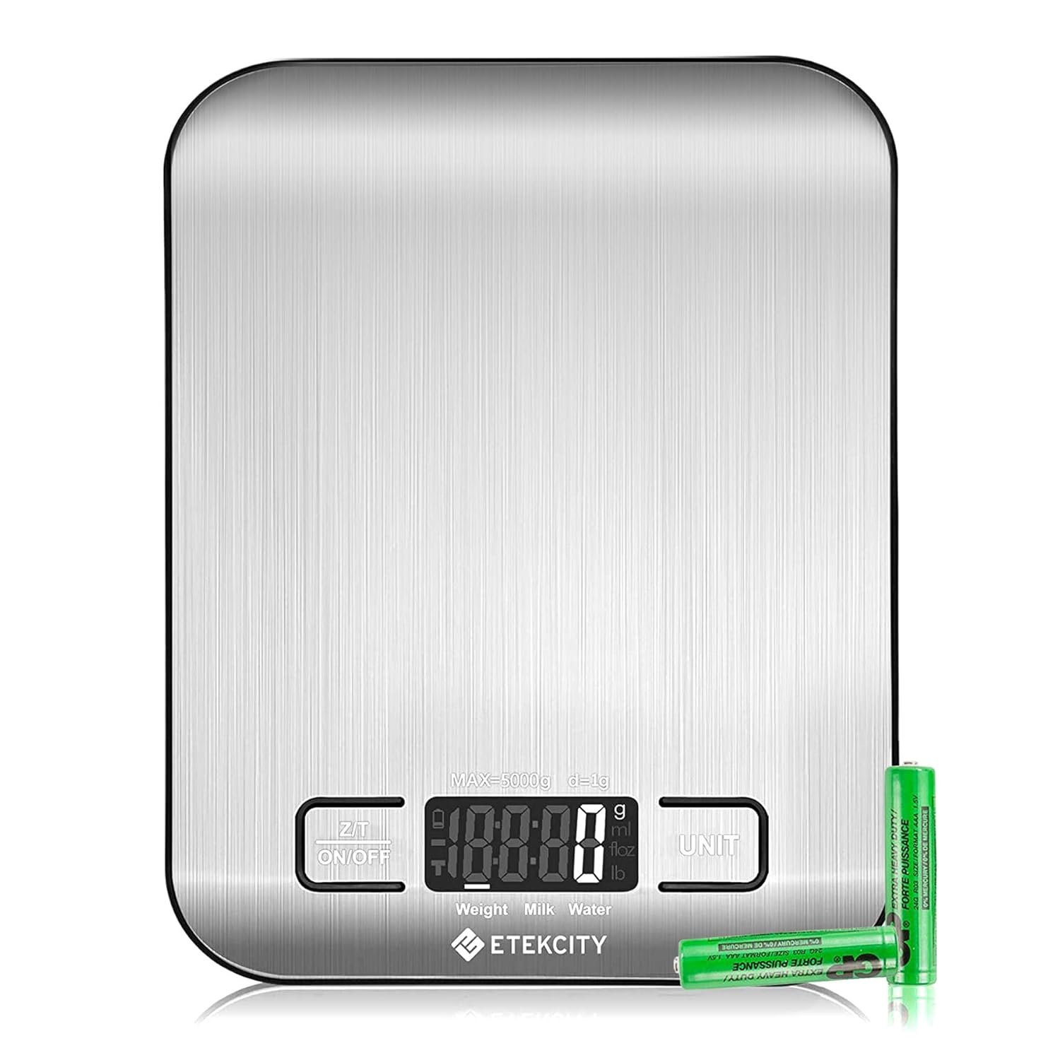 Küchenwaage digital Edelstahl 304 - Lebensmittelgeeignet - LCD-Display mit Beleuchtung - T