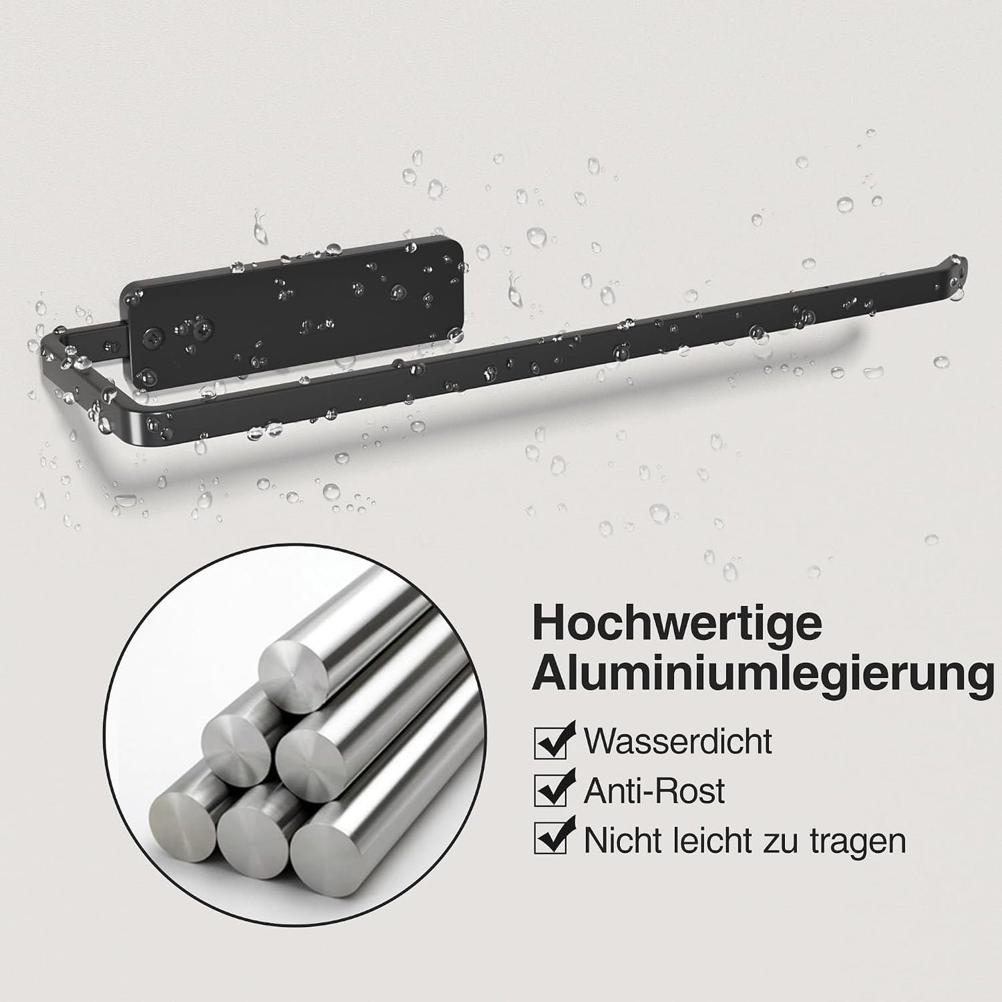 Niffgaff Küchenrollenhalter Ohne Bohren - Küchen Organizer für Küchenrolle, 31 cm Küchenrollenhalter, Selbstklebend, Aluminium, Schwarz