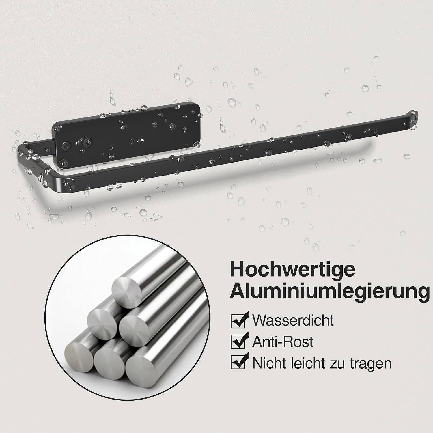 Niffgaff Küchenrollenhalter Ohne Bohren - Küchen Organizer für Küchenrolle, 31 cm Küchenrollenhalter, Selbstklebend, Aluminium, Schwarz